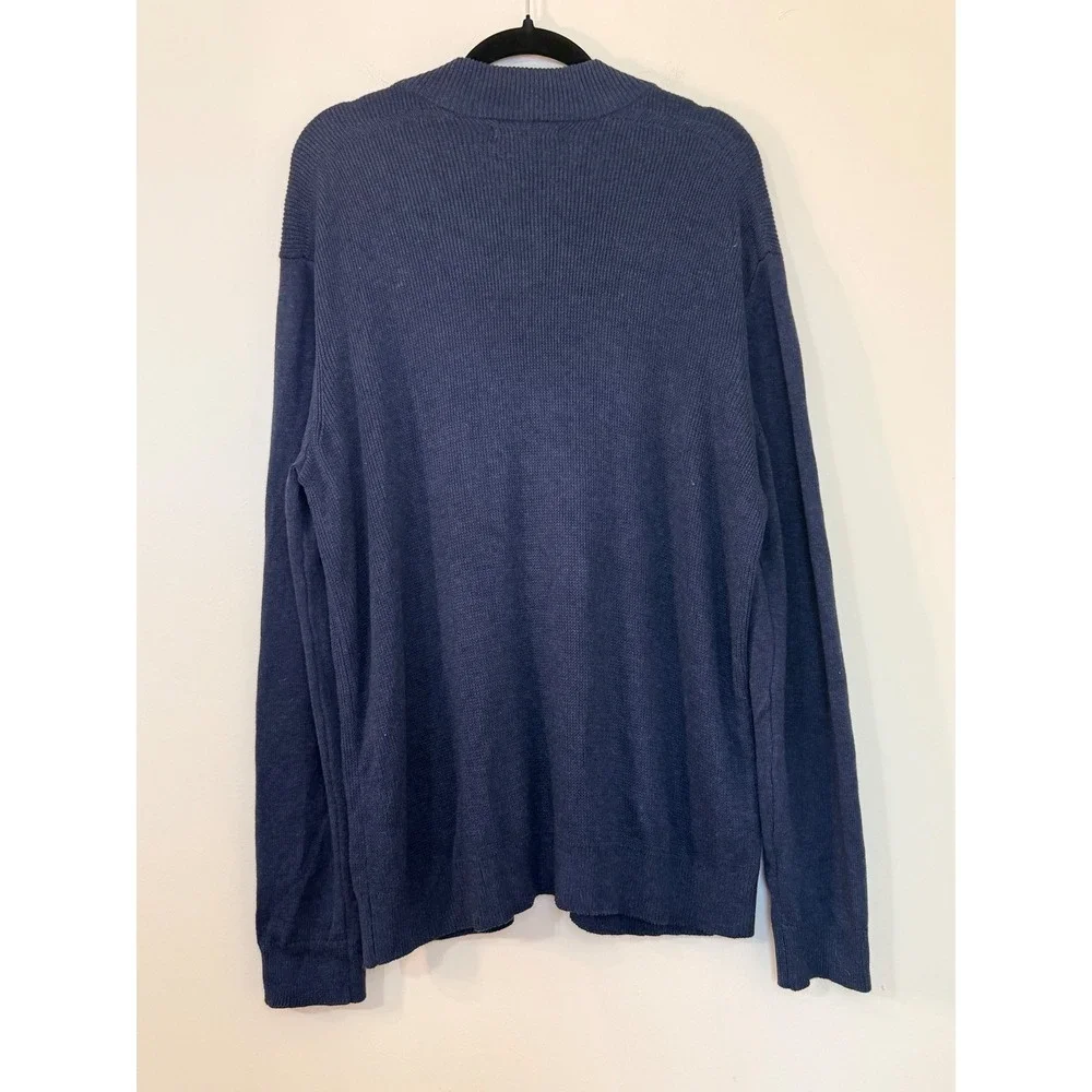 Banana Republic Mens XL Navy Blue Full Zip Cotton Blend Knit Bomber Sweater